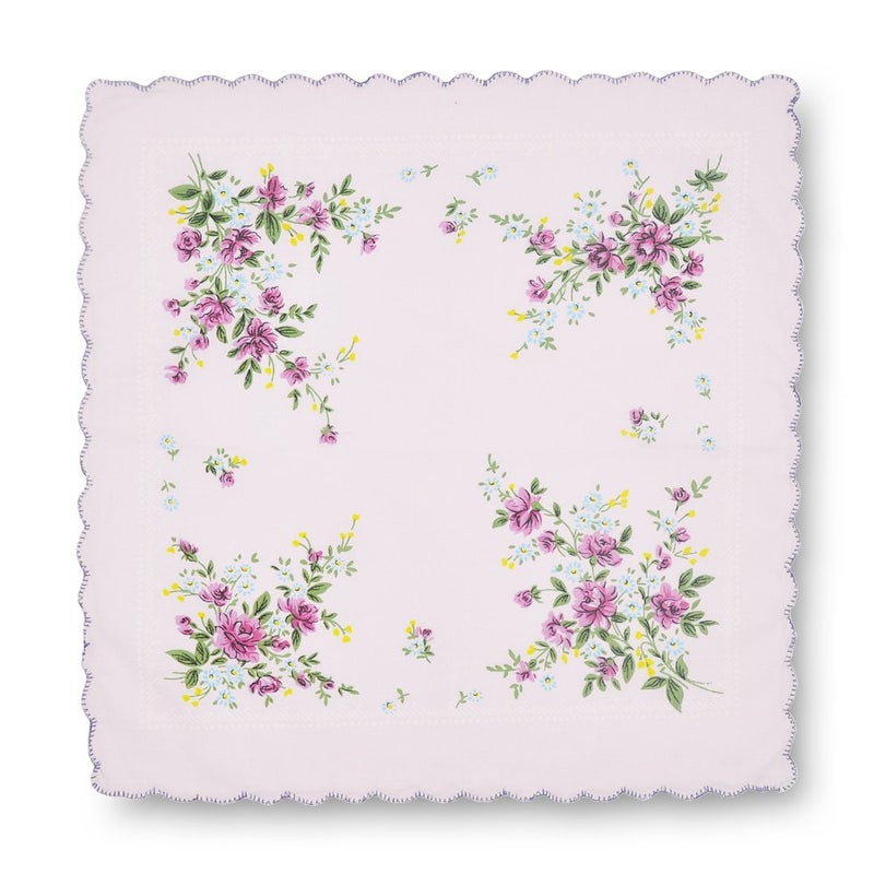 GB Collection GB Women's 100% Cotton Handkerchiefs Assorted with Wavy Edge and Print Floral 12 Pieces - Image 3
